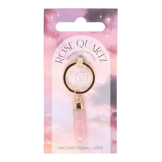 Rose Quartz Semi Precious Crystal Key Ring