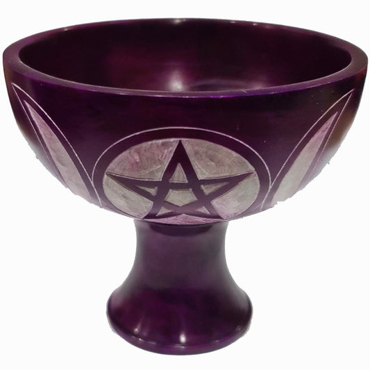 Purple Triple Moon Soapstone Charcoal Incense Burner