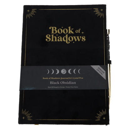 Book Of Shadows Journal With Black Obsidian Crystal Pen