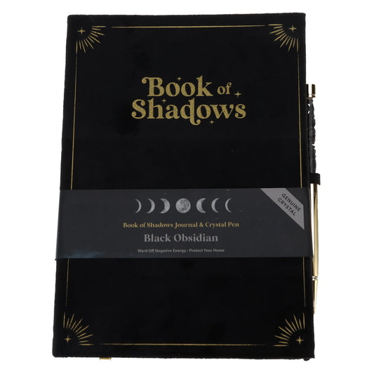 Book Of Shadows Journal With Black Obsidian Crystal Pen