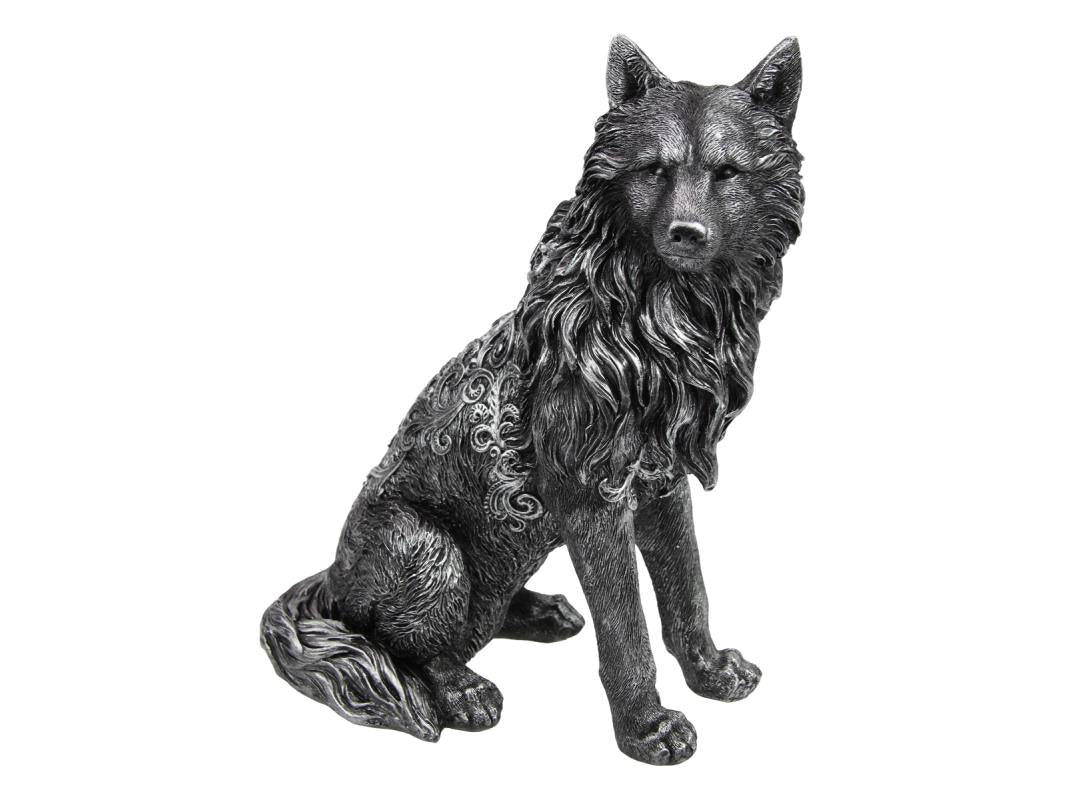 Antique Silver Sitting Wolf